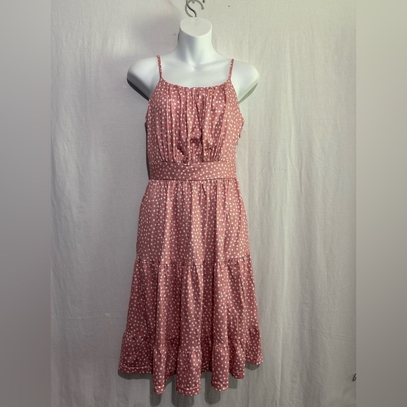 Bokaly Pink Polka Dot Spaghetti strap dress, size S - Picture 1 of 4